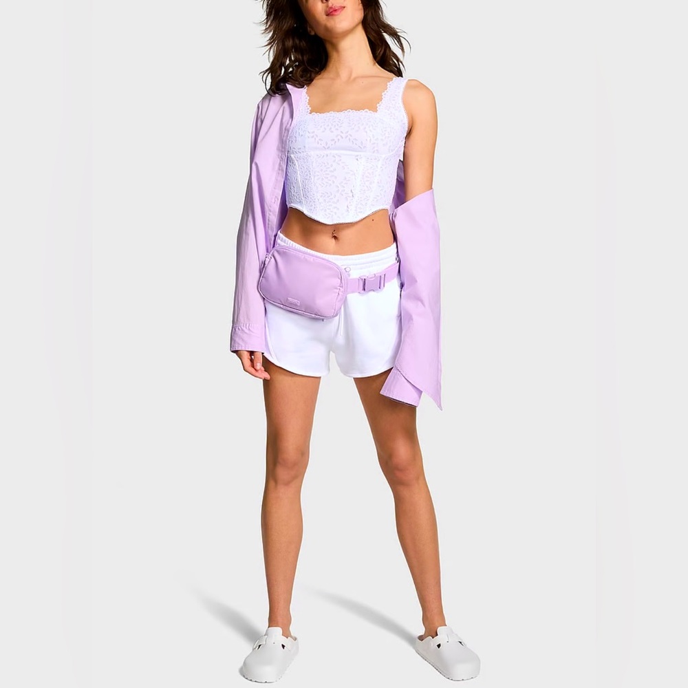 VS Pink Vinyl Zipper Belt Bag Lilac NWT